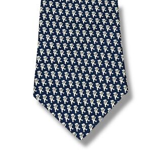 NEW Brooks Brothers Makers Silk Tie Navy Teddy Bear Print Handmade in USA Preppy